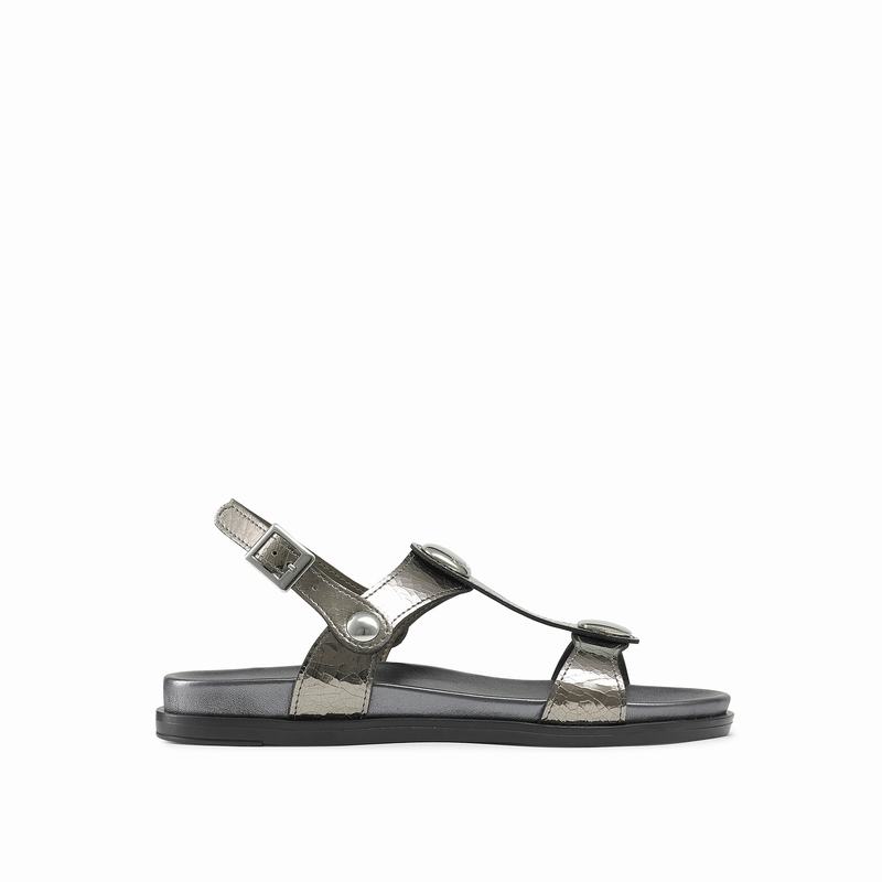 Russell & Bromley Laura Disc Footbed Sandals Womens Metallic [HCT2443IV]